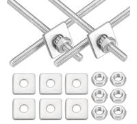 QUARKZMAN 6 Tiges Filetées M3x100mm Complètement Filetées, 201 Acier Inoxydable Tiges Filetées Barres Goujons Filetages Droite avec Écrous Rondelles Carrées pour Ancrage Structurel