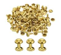 QUARKZMAN 60 Ensemble de Double Rivet Tubulaire, Rivets à Tige Ronde, 8x10mm Rivet en Laiton pour Cuir, Rivets de Bouton pour Ceinture en Cuir Portefeuille Sac à Main Artisanat en Cuir (Or)