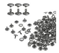 QUARKZMAN 60 Ensembles de Rivets en Cuir à Double Tête, 10X8mm Rivets Ronds Tubulaires Métal pour Fabrication de Cuir Ceinture en Tissu, Rivet à Frapper Réparation Décoration de Sacs, Gris