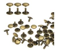 QUARKZMAN 60 Ensembles de Rivets en Cuir à Double Tête, 10X8mm Rivets Ronds Tubulaires Métal pour Fabrication de Cuir Ceinture en Tissu, Rivet à Frapper Réparation Décoration de Sacs, Bronze