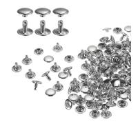 QUARKZMAN 60 Ensembles de Rivets en Cuir à Double Tête, 10X8mm Rivets Ronds Tubulaires Métal pour la Fabrication de Cuir pour Ceinture en Tissu, Réparation Et Décoration de Sacs, Argenté