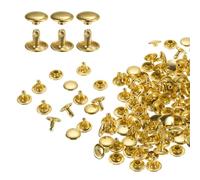 QUARKZMAN 60 Ensembles de Rivets en Cuir à Double Tête, 10X8mm Rivets Ronds Tubulaires Métal pour la Fabrication de Cuir pour Ceinture en Tissu, Réparation Et Décoration de Sacs, Doré