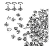 QUARKZMAN 60 Ensembles de Rivets en Cuir à Double Tête, 12X10mm Rivets Ronds Tubulaires Métal pour Fabrication Cuir Ceinture en Tissu, Rivet à Frapper Réparation Décoration de Sacs, Argenté