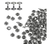 QUARKZMAN 60 Ensembles de Rivets en Cuir à Double Tête, 12X10mm Rivets Ronds Tubulaires Métal pour Fabrication de Cuir Ceinture en Tissu, Rivet à Frapper Réparation Décoration de Sacs, Gris