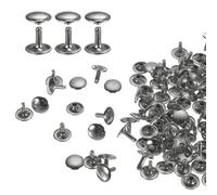 QUARKZMAN 60 Ensembles de Rivets en Cuir à Double Tête, 12X12mm Rivets Ronds Tubulaires Métal pour Fabrication de Cuir Ceinture en Tissu, Rivet à Frapper Réparation Décoration de Sacs, Gris