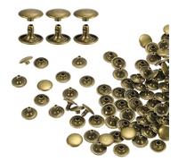 QUARKZMAN 60 Ensembles de Rivets en Cuir à Double Tête, 12X8mm Rivets Ronds Tubulaires Métal pour la Fabrication de Cuir pour Ceinture en Tissu, Réparation Et Décoration de Sacs, Bronze