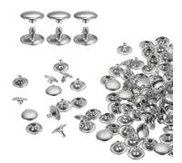QUARKZMAN 60 Ensembles de Rivets en Cuir à Double Tête, 12X8mm Rivets Ronds Tubulaires Métal pour la Fabrication de Cuir pour Ceinture en Tissu, Réparation Et Décoration de Sacs, Argenté