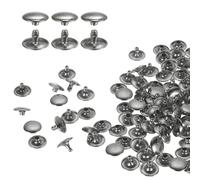 QUARKZMAN 60 Ensembles de Rivets en Cuir à Double Tête, 12X8mm Rivets Ronds Tubulaires Métal pour la Fabrication de Cuir pour Ceinture en Tissu, Réparation Et Décoration de Sacs, Gris
