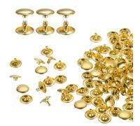 QUARKZMAN 60 Ensembles de Rivets en Cuir à Double Tête, 12X8mm Rivets Ronds Tubulaires Métal pour la Fabrication de Cuir pour Ceinture en Tissu, Réparation Et Décoration de Sacs, Doré