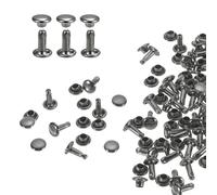 QUARKZMAN 60 Ensembles de Rivets en Cuir à Double Tête, 6X8mm Rivets Ronds Tubulaires Métal pour la Fabrication de Cuir pour Ceinture en Tissu, Réparation Et Décoration de Sacs, Gris