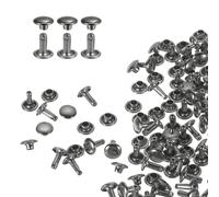 QUARKZMAN 60 Ensembles de Rivets en Cuir à Double Tête, 7X8mm Rivets Ronds Tubulaires Métal pour Fabrication de Cuir Ceinture en Tissu, Rivet à Frapper Réparation Décoration de Sacs, Gris