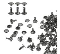 QUARKZMAN 60 Ensembles de Rivets en Cuir à Double Tête, 8X10mm Rivets Ronds Tubulaires Métal pour Fabrication de Cuir Ceinture en Tissu, Rivet à Frapper Réparation Décoration de Sacs, Gris