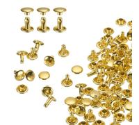QUARKZMAN 60 Ensembles de Rivets en Cuir à Double Tête, 8X8mm Rivets Ronds Tubulaires Métal pour Fabrication de Cuir Ceinture en Tissu, Rivet à Frapper Réparation Décoration de Sacs, Doré