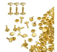 QUARKZMAN 60 Ensembles de Rivets en Cuir à Double Tête, 9X12mm Rivets Ronds Tubulaires Métal pour Fabrication de Cuir Ceinture en Tissu, Rivet à Frapper Réparation Décoration de Sacs, Doré