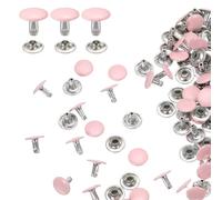 QUARKZMAN 60 Ensembles Double Capuchon Cuir Rivets, 8x10mm Rond Tubulaire Métal Clous Cuir Artisanat Rivets pour Tissu Ceinture Animal Compagnie Collier Botte Sac Réparation, Rose