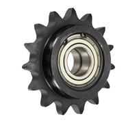 QUARKZMAN #60 Galet De Chaine A Rouleaux, Type C Alésage 25mm Pas 3/4" 15 Dents Tendeur Avec Double Roulement, Finition Oxyde Noir Acier 1045 Pour Chaines ANSI #60 (DIN/ISO 12A)