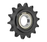 QUARKZMAN #60 Galet Tendeur Pour Chaîne À Rouleaux, Type C Alésage 25mm Pas 3/4" 14 Dents, Finition Oxyde Noir Acier 1045 Avec Insert Roulement Simple Pour Chaînes ANSI #60 (DIN/ISO 12A)