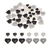 QUARKZMAN 60 Pcs 2 Styles Charme Coeur Pailleté Pendentifs D'Amour | En Alliage Porte-Clés Avec Colle Étincelante, Création De Bijoux DIY Boucles D'Oreilles Collier Bracelet Artisanat