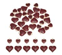 QUARKZMAN 60 Pcs 2 Styles Charmes Coeur Pailleté, Pendentifs D'amour En Alliage Porte-Clés Avec Colle Dripping Pailleté Fabrication De Bijoux DIY Boucles D'oreilles Collier Bracelet
