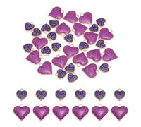 QUARKZMAN 60 Pcs 2 Styles Charmes Cœur Pailletés, Pendants D'Amour En Alliage Pour Fabrication De Bijoux DIY Boucles D'Oreilles Collier Bracelet Artisanat, Purple
