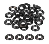 QUARKZMAN 60 Pcs #6 Rondelle Fraisée de Finition, Rondelle Acier Inoxydable 304 Rondelle Coupelle pour Vis, Boulons, Construction de Machines, Noir