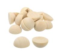 QUARKZMAN 60 Pcs Demi-Perles en Bois, 30mm, Boules Hémisphériques Non Finies, Perles Rondes en Bois Naturel pour Bricolage, Ornements de Festival