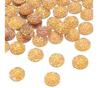 QUARKZMAN 60 Pcs Strass À Dos Plat Embellissements Faux Druzy Cristal Diamants Ronde Perles En Résine Pour La Fabrication De Bijoux Pendentif DIY Accessoires, Orange