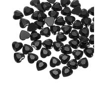 QUARKZMAN 60 Pcs Strass En Forme De Cœur En Acrylique 12mm À Dos Plat En Plastique Stickers Bijoux Pour Craft Perles Maquillage Visuel Costume Fabrication De Bijoux, Noir
