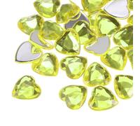 QUARKZMAN 60 Pièces Autocollants Strass Cœur 10mm Jaune Clair