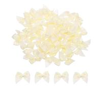 QUARKZMAN 60 Pièces Nœuds en Satin, Mini Noeud en Ruban, 2.5 × 2.5 cm Petits nœuds, Nœud en Ruban de Satin Auto-Adhésifs pour DIY Artisanat, Décoration de Mariage, Cadeau, Blanc crème