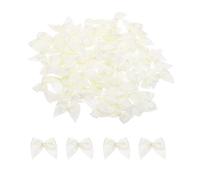 QUARKZMAN 60 Pièces Nœuds en Satin, Mini Noeud en Ruban, 2.5 × 2.5 cm Petits nœuds, Nœud en Ruban de Satin Auto-Adhésifs pour DIY Artisanat, Décoration de Mariage, Cadeau, Beige jaunâtre
