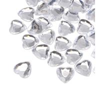 QUARKZMAN 60 Pièces Strass Cœur 10mm Dos Plat Blanc Transparent