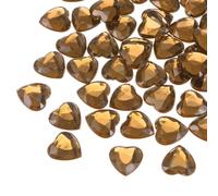 QUARKZMAN 60 Pièces Strass Cœur en Acrylique 10mm à Dos Plat Brun