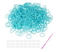 QUARKZMAN 600 Pcs Kit D'élastiques À Avec 25 Pcs S-Clips 1 Crochet Recharge D'élastiques Kit De Fabrication De Bracelets Pour Tissage DIY Artisanat Cadeau, Lake Blue