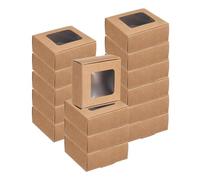 QUARKZMAN 60Pcs Boîtes En Kraft Pour Savon, 2.6 x 2.6 x 1.2 Pouces Mini Boîte Cadeau En Kraft Avec Fenêtre Transparente Pour Bonbons Biscuits Cadeaux Fête Festival Favoris Emballage (Marron)