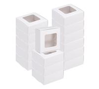 QUARKZMAN 60Pcs Boîtes En Kraft Pour Savon, 2.6 x 2.6 x 1.2Inch Mini Boîte En Kraft Avec Fenêtre Transparente Pour Bonbon Cookie Cadeau Fête Festival Favoris Emballage (Blanc)