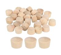 QUARKZMAN 60Pcs Bouchons à Bouton en Bois, 11,5mm Tête Plate Bouchons de Trou de Vis en Bois Dur, Capuchons en Bois, Bouchons pour Meubles, Travail du Bois, Artisanat (13mm x 11,5mm)