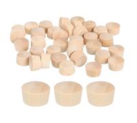 QUARKZMAN 60Pcs Bouchons à Bouton en Bois, 13mm Tête Plate Bouchons de Trou de Vis en Bois Dur, Capuchons en Bois, Bouchons pour Meubles, Travail du Bois, Artisanat (14,5mm x 13mm)