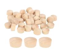 QUARKZMAN 60Pcs Bouchons à Bouton en Bois, 14mm Tête Plate Bouchons de Trou de Vis en Bois Dur, Capuchons en Bois, Bouchons pour Meubles, Travail du Bois, Artisanat (15,5mm x 14mm)
