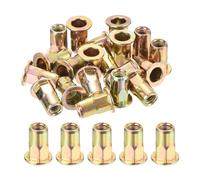 QUARKZMAN 60Pcs Demi-Hex Corps Bride À Flasque Rivet Écrou, M3 Tête Plate Insert Fileté En Acier Au Carbone Zincé