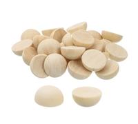 QUARKZMAN 60Pcs Demi-Perles en Bois, 25mm, Boules Hémisphériques Non Finies, Rondes, en Bois Naturel pour Bricolage, Ornements de Festival