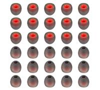 QUARKZMAN 60Pcs Embouts Oreillette Mousse Mémoire 11mm Petit | Embouts de Remplacement Isolent le Bruit, Étui de Rangement Inclus, pour Bureau Concentration Voyage casques, Gris Rouge