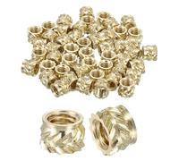 QUARKZMAN 60pcs Insert Fileté Femelle, M4 x 4mm x 6mm OD Inserts d'Écrou Cannelé en Laiton, Goujons à Filetés Insert à Chaleur Fixation Encastrée Écrous d'Enrobage pour Impression 3D