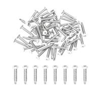 QUARKZMAN 60Pcs M4.2x19mm Vis Autotaraudeuse Tête Cylindrique Épaisse Blanche, Vis Autoperceuses en Acier Inoxydable 410 pour Tôle, Argentées