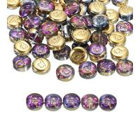 QUARKZMAN 60Pcs Perles En Verre Lettres, 10mm Perles Alphabet Plates Rondes Perle Espaceuse Lettre Initiale P Pour DIY Fabrication De Bracelets Artisanaux, Multicolore