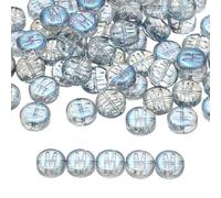 QUARKZMAN 60Pcs Perles En Verre Lettres, 10mm Perles Plates Rondes Alphabet Lettre Initiale m Perle Espaceur Pour DIY Bracelet Fabrication Artisanale, Bleu
