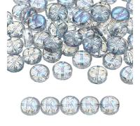 QUARKZMAN 60Pcs Perles En Verre Lettres, 10mm Perles Plates Rondes Alphabet Lettre K Initiale Perle Espaceur Pour DIY Bracelet Fabrication Artisanale, Bleu