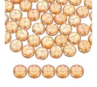 QUARKZMAN 60Pcs Perles En Verre Lettres, 10mm Plates Rondes Perles Alphabet Y Initiale Perle Espaceuse Pour DIY Bracelet Fabrication Artisanale, Rouge Orange