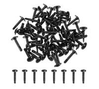 QUARKZMAN 60Pcs ST4.2 x 19mm Vis À Tête Plate Auto-Taraudeuses, Vis Auto-Foreuses En Acier Carbone Galvanisé Pour Tôle Métallique, Noir