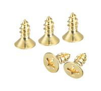 QUARKZMAN 60Pcs Vis À Bois En Laiton, M3.5 x 10mm Tête Plate Autotaraudeuse Phillips Pour Charnières De Porte, Meubles En Bois, Électroménagers